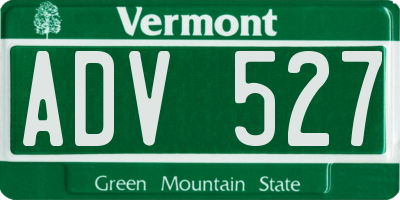VT license plate ADV527
