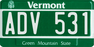 VT license plate ADV531