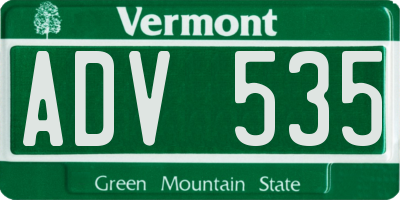 VT license plate ADV535