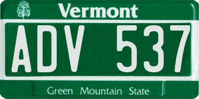 VT license plate ADV537