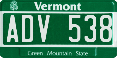 VT license plate ADV538