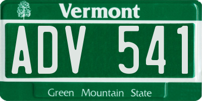 VT license plate ADV541