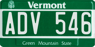 VT license plate ADV546