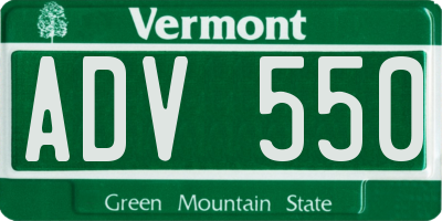 VT license plate ADV550