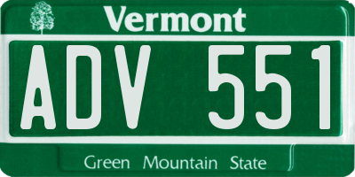 VT license plate ADV551