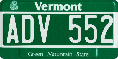 VT license plate ADV552