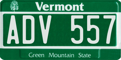 VT license plate ADV557