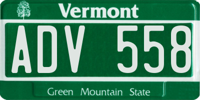 VT license plate ADV558