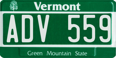 VT license plate ADV559
