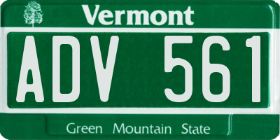 VT license plate ADV561