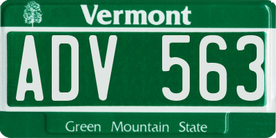 VT license plate ADV563