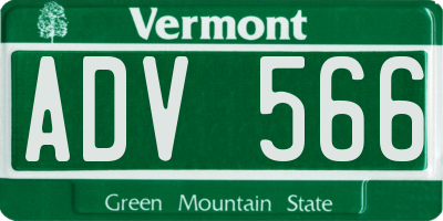 VT license plate ADV566