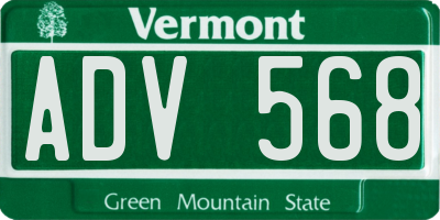 VT license plate ADV568
