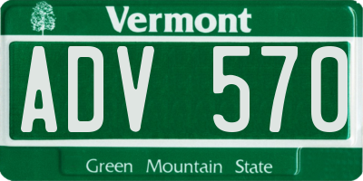 VT license plate ADV570