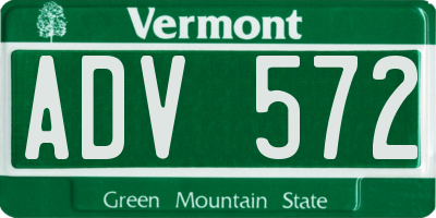 VT license plate ADV572