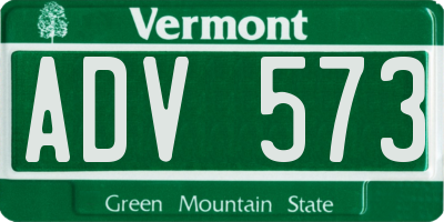 VT license plate ADV573