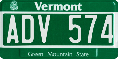VT license plate ADV574