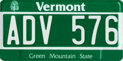VT license plate ADV576