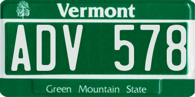 VT license plate ADV578