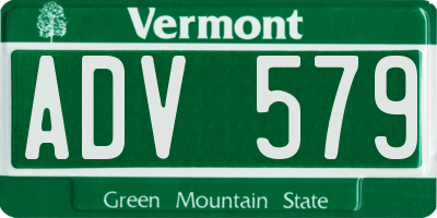 VT license plate ADV579