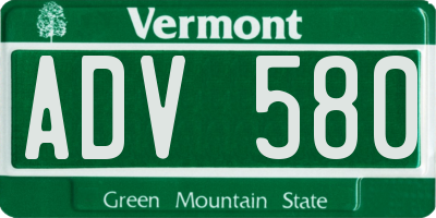 VT license plate ADV580