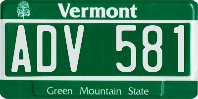 VT license plate ADV581