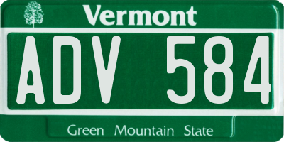 VT license plate ADV584