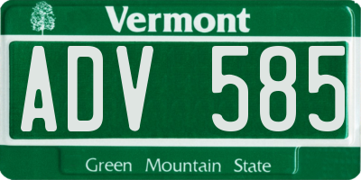 VT license plate ADV585