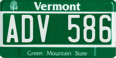VT license plate ADV586