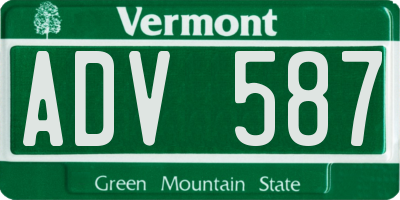 VT license plate ADV587