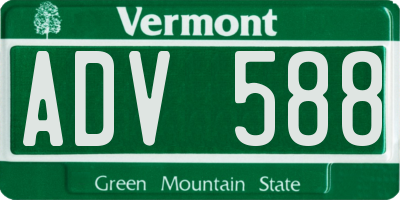 VT license plate ADV588