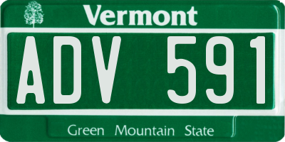 VT license plate ADV591