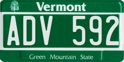 VT license plate ADV592