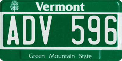 VT license plate ADV596