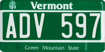 VT license plate ADV597