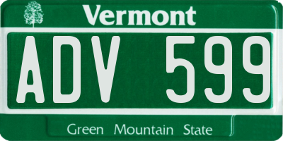 VT license plate ADV599