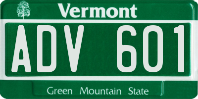 VT license plate ADV601