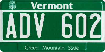 VT license plate ADV602