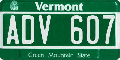 VT license plate ADV607