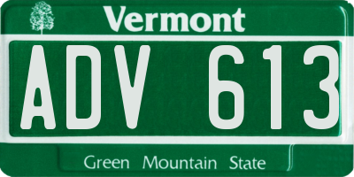 VT license plate ADV613