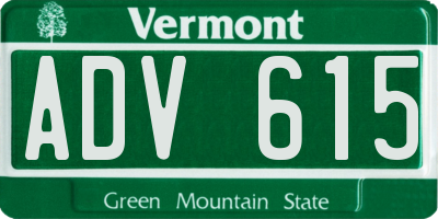 VT license plate ADV615
