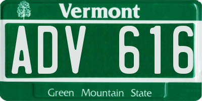 VT license plate ADV616