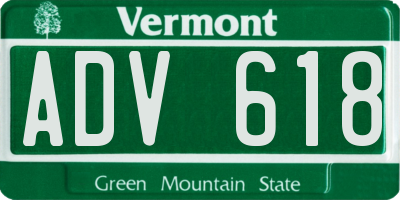 VT license plate ADV618