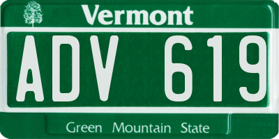 VT license plate ADV619