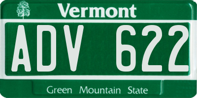 VT license plate ADV622