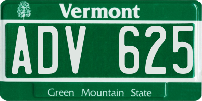 VT license plate ADV625
