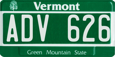 VT license plate ADV626