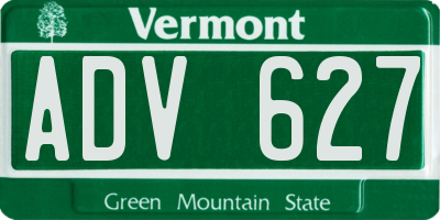 VT license plate ADV627