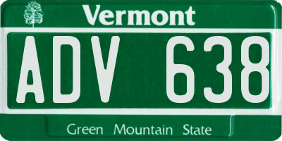 VT license plate ADV638