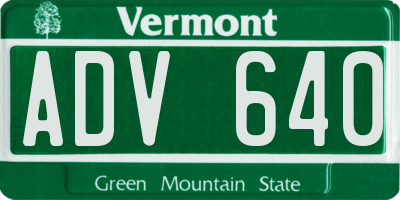 VT license plate ADV640